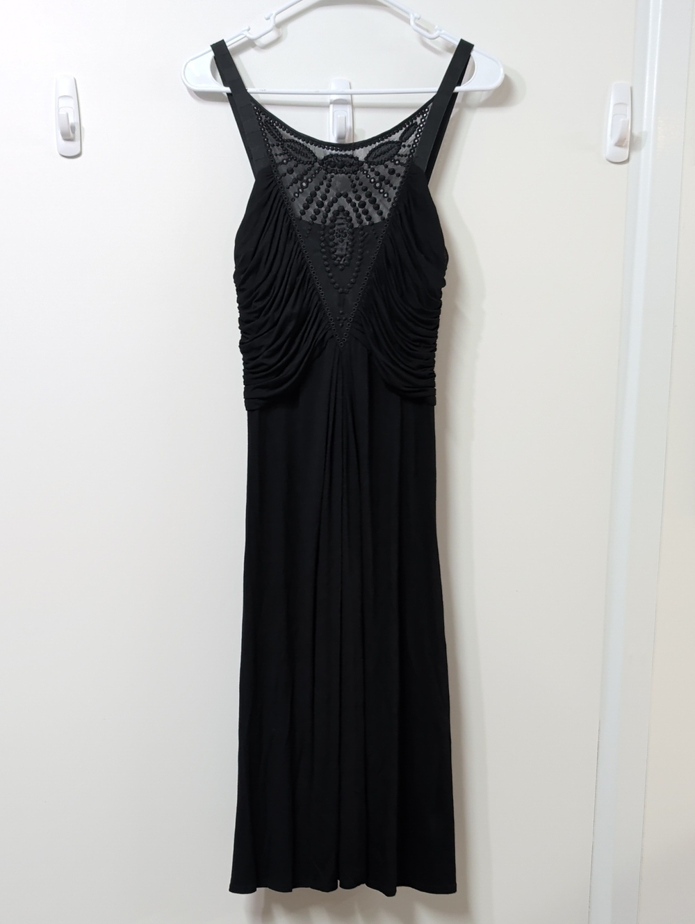 Catherine Malandrino Black Illusion Yoke Midi Cocktail Dress